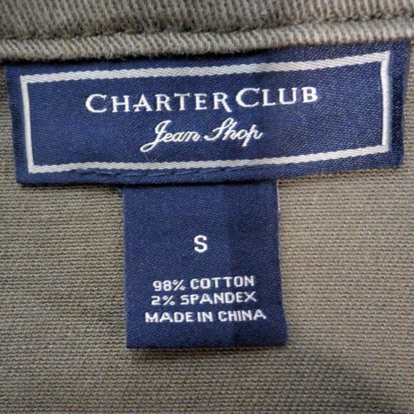 Charter Club Olive Green Cotton Stretch Denim Jacket Utility Chic Size S - Picture 7 of 11